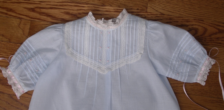 Baby Layette Blue Tucked Daygown